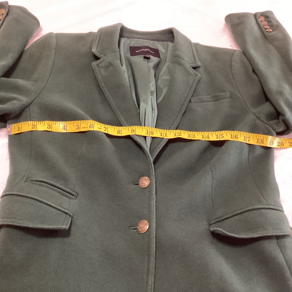 Banana Republic Factory Knit Pique Blazer Emerald Green 14 Textured 2-Button - Picture 7 of 9